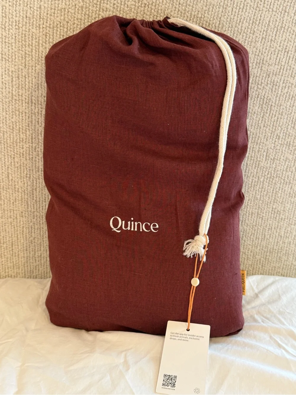 Quince European Linen Duvet Cover Set Full/Queen Burgundy